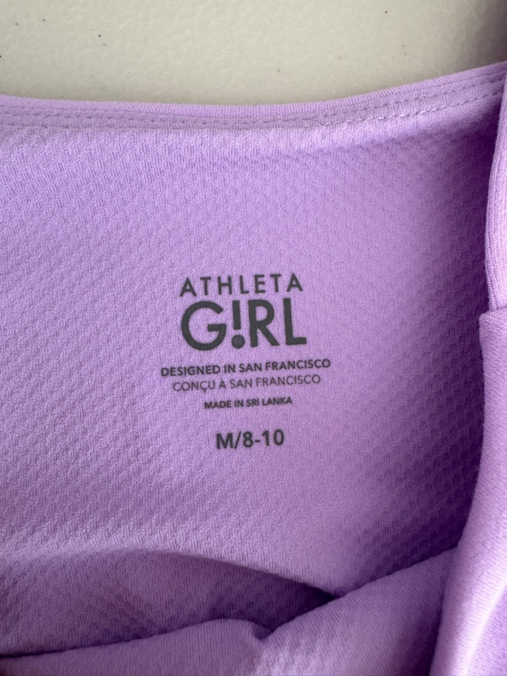 Athleta Girl Transcend Ruched Support Tank, "Fresh Lilac", size 8/10, NWT - Picture 8 of 10